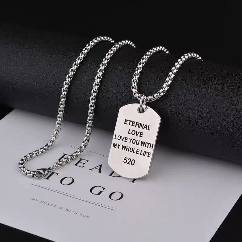 Factory direct sales: Simple 520-letter necklace for women on Instagram, trendy hip-hop personality, versatile for couples, collarbone chain, sweater chain, and men's pendant Item Picture