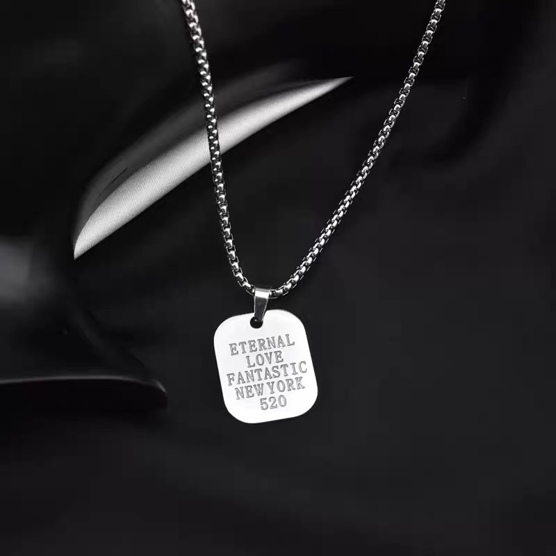 Factory direct sales: Simple 520-letter necklace for women on Instagram, trendy hip-hop personality, versatile for couples, collarbone chain, sweater chain, and men's pendant details Picture