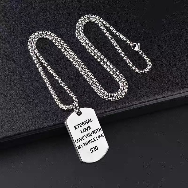 Factory direct sales: Simple 520-letter necklace for women on Instagram, trendy hip-hop personality, versatile for couples, collarbone chain, sweater chain, and men's pendant detail image 3