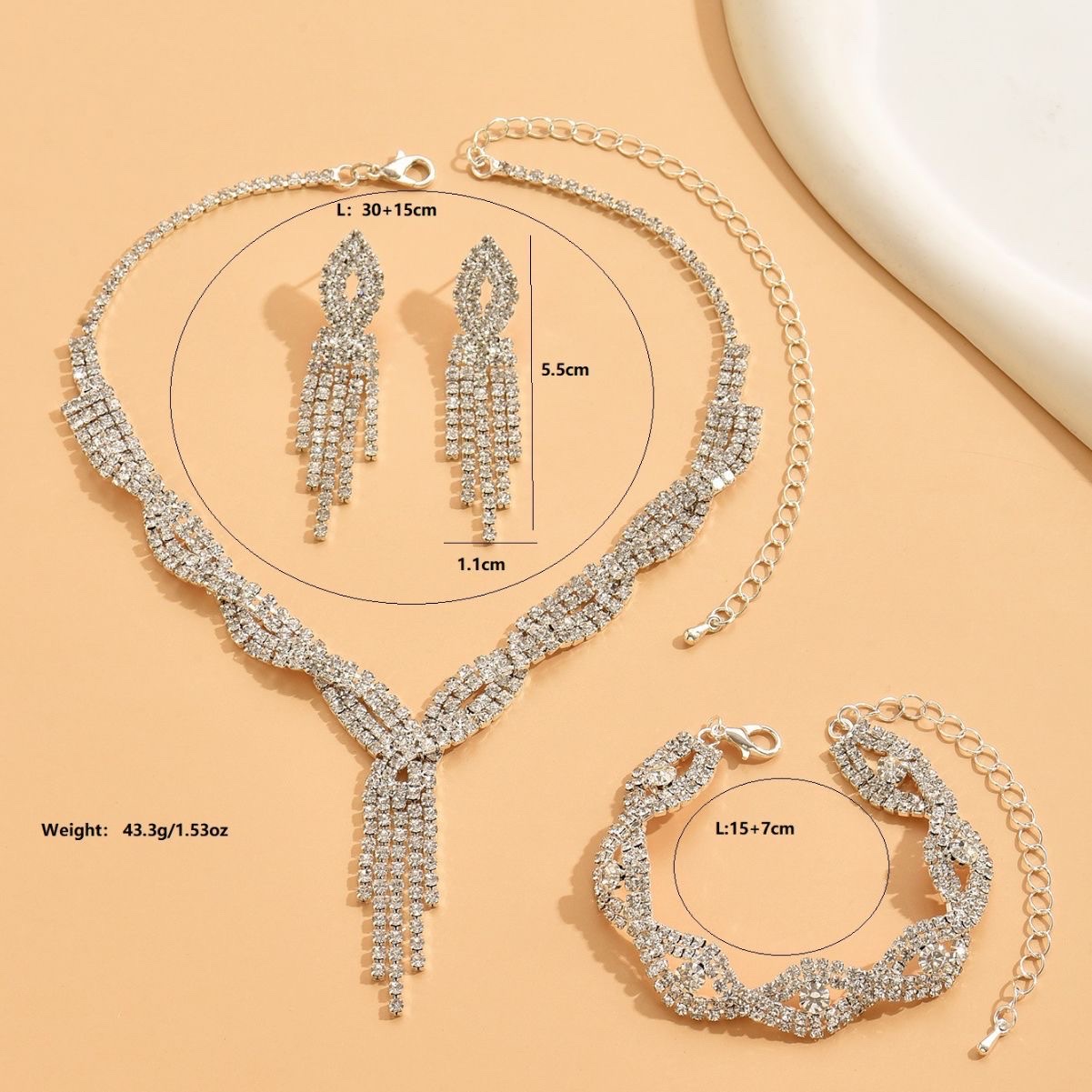 Necklace fashion bride jewelry chain necklace, European and American wedding accessories wholesale, banquet dress necklace set detail image 6
