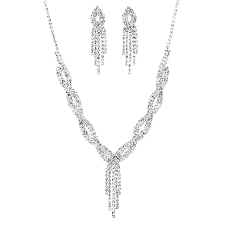 Necklace fashion bride jewelry chain necklace, European and American wedding accessories wholesale, banquet dress necklace set Specification image