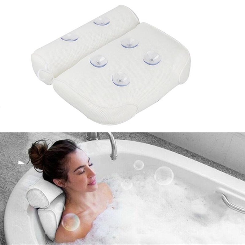 Cross-Border Pillow Bathroom Suction Pillow Hotel Washable Cushion 3D Mesh Bath Pillow Spa Headrest Bathtub In Stock