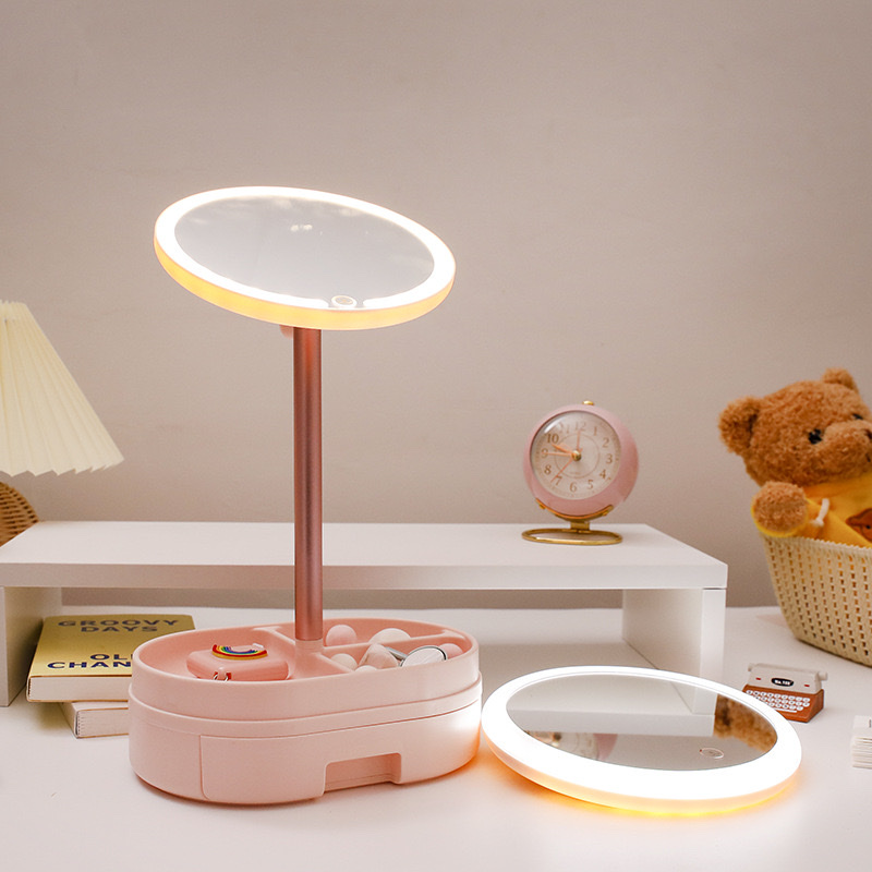 Led Light Euro Makeup Mirror Desktop Folding Makeup Mirror With Light Filling Table Vanity Mirror Student Mirror details Picture