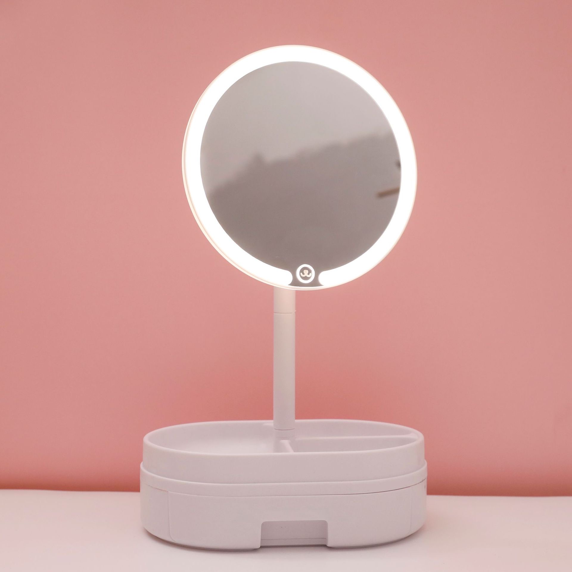 Led Light Euro Makeup Mirror Desktop Folding Makeup Mirror With Light Filling Table Vanity Mirror Student Mirror Item Picture