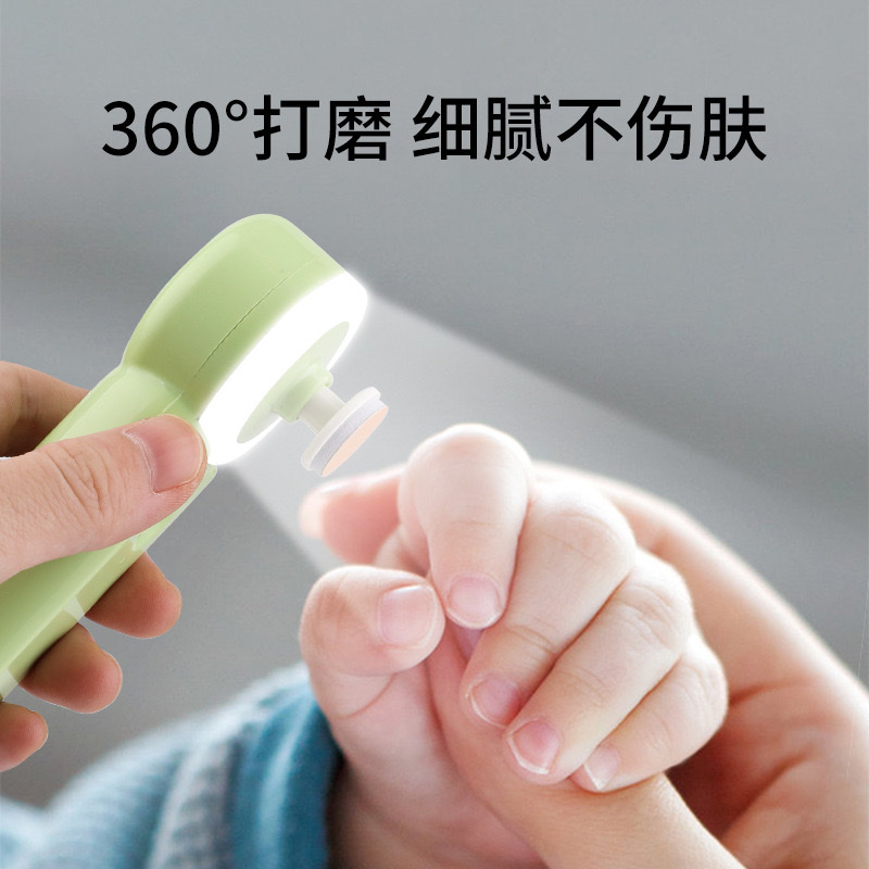 新款发光充电新生儿防夹肉指甲钳剪儿童电动指甲刀套装婴儿磨甲器产品图