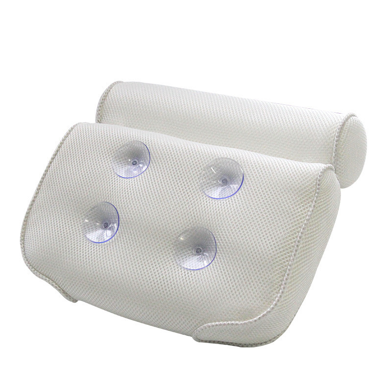 Cross-Border Pillow Bathroom Suction Pillow Hotel Washable Cushion 3D Mesh Bath Pillow Spa Headrest Bathtub In Stock details Picture