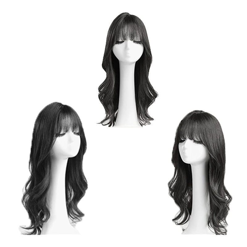 Big wave long curly hair wig for women, realistic human hair wig, fluffy and natural long hair wig, full head wig for women, head wig for women Item Picture