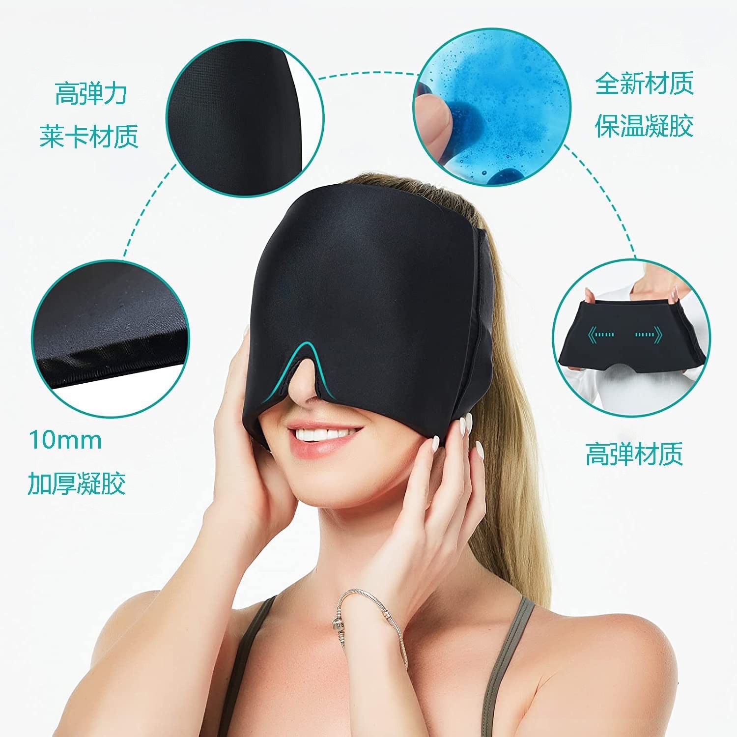 Migraine Relief Hat Ice Pack Ice Pack Gel Eye Patch Migraine Relief Hat details Picture