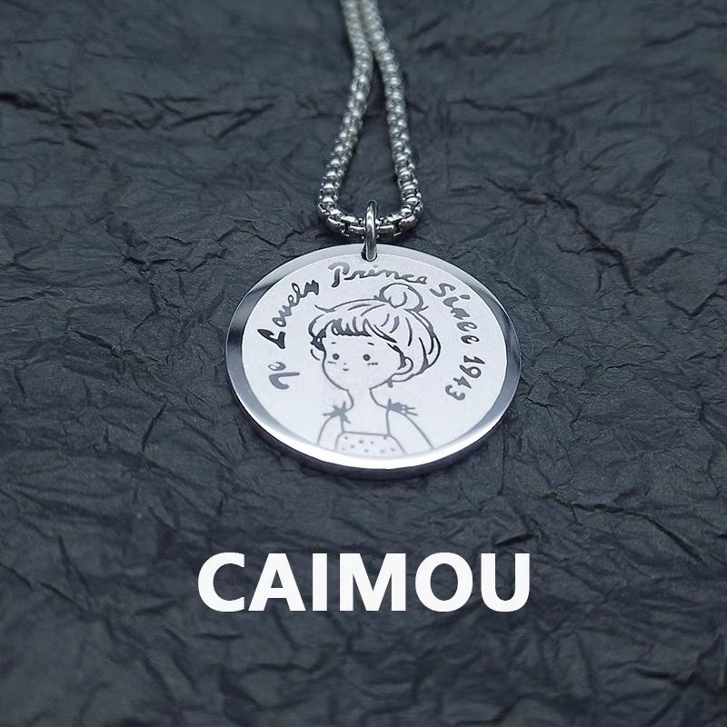 Factory direct sales of the "Little Prince" necklace for autumn and winter, a pair of trendy and stylish pendant titanium steel chain accessories for both men and women detail image 4