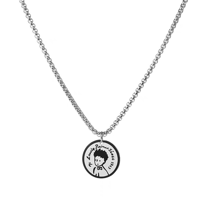 Factory direct sales of the "Little Prince" necklace for autumn and winter, a pair of trendy and stylish pendant titanium steel chain accessories for both men and women detail image 5