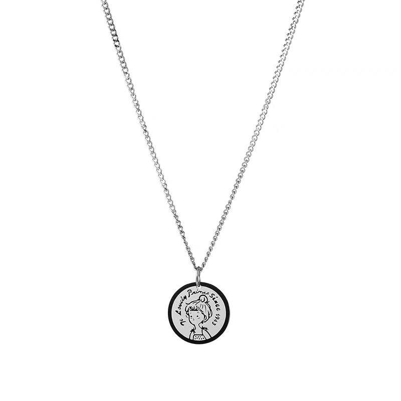 Factory direct sales of the "Little Prince" necklace for autumn and winter, a pair of trendy and stylish pendant titanium steel chain accessories for both men and women detail image 1