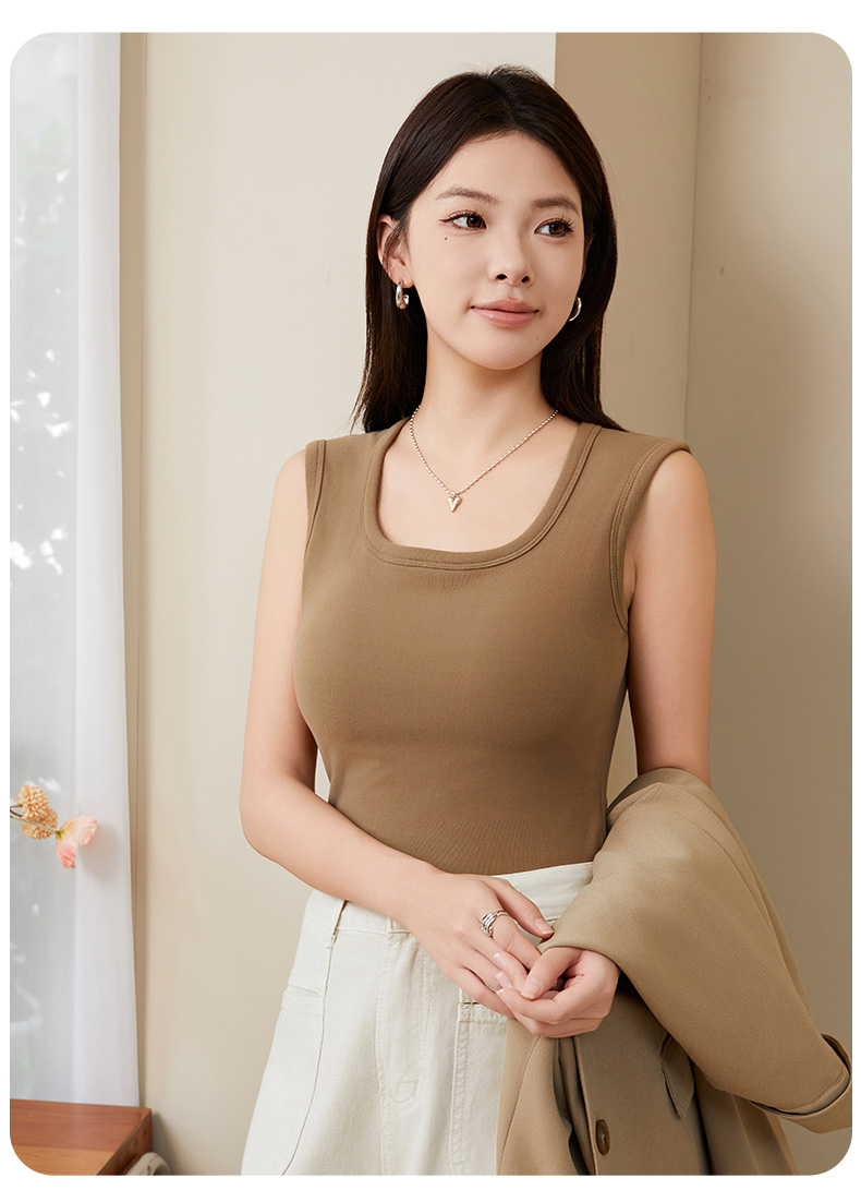 Empire 2522 Coconut Velvet No-Wear Bra Square Collar Vest Autumn Winter Women Fixed Cup Thermal Underwear Thermal Vest undefined