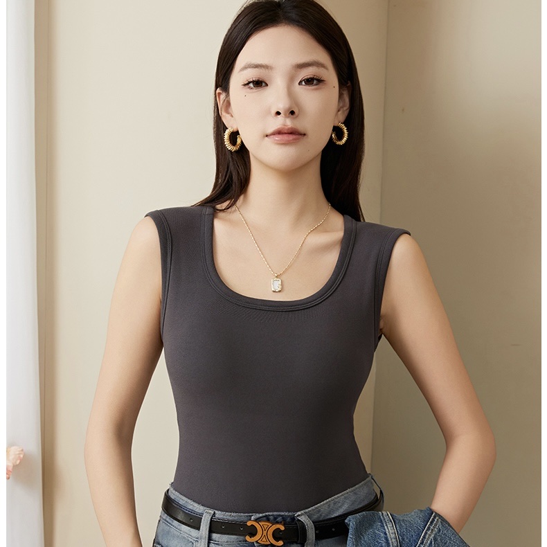 Empire 2522 Coconut Velvet No-Wear Bra Square Collar Vest Autumn Winter Women Fixed Cup Thermal Underwear Thermal Vest Specification drawing