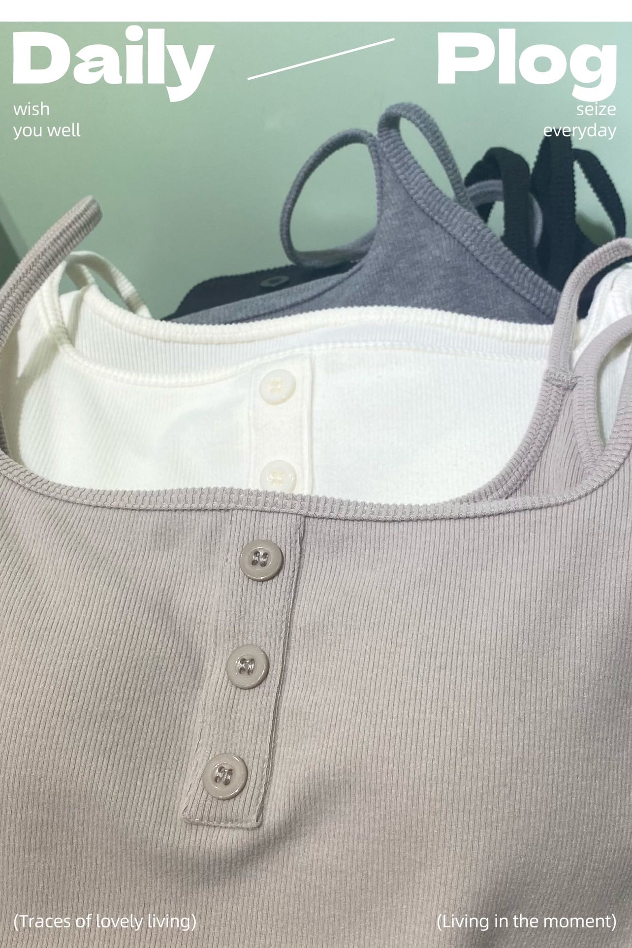 American Empire 88811 Three-Button Square Collar Frosted Vest Fashion Square Collar Latex Pad Fixed Cup Women's Thermal Underwear Vest Base undefined
