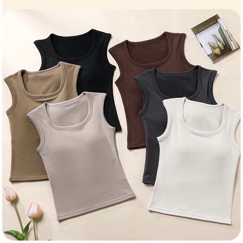 Empire 2522 Coconut Velvet No-Wear Bra Square Collar Vest Autumn Winter Women Fixed Cup Thermal Underwear Thermal Vest Application Scenario