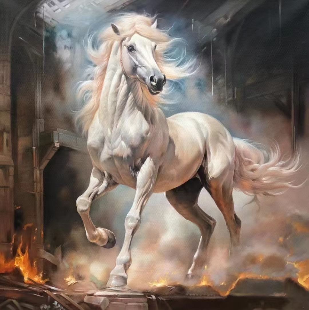 手绘油画骏马图客厅大气马到成功装饰画动物竖版入户玄关走廊挂画油画墙面装饰，沙发背景画墙面装饰，沙发背景画油画油画油画详情图10