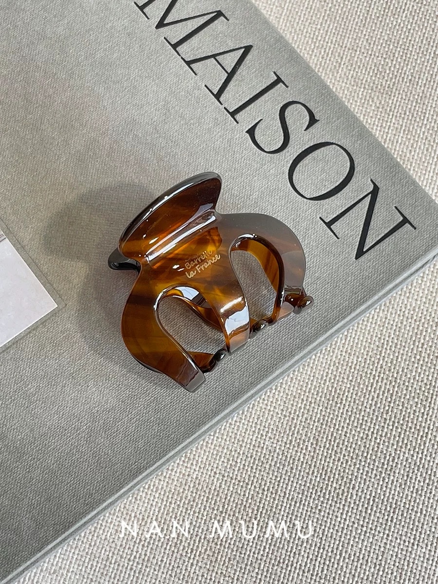 Korean france pumpkin grab clip, small acetate hair clip, updo, semi-tie, high-end shark clip, mini headwear and hair accessory detail image 3