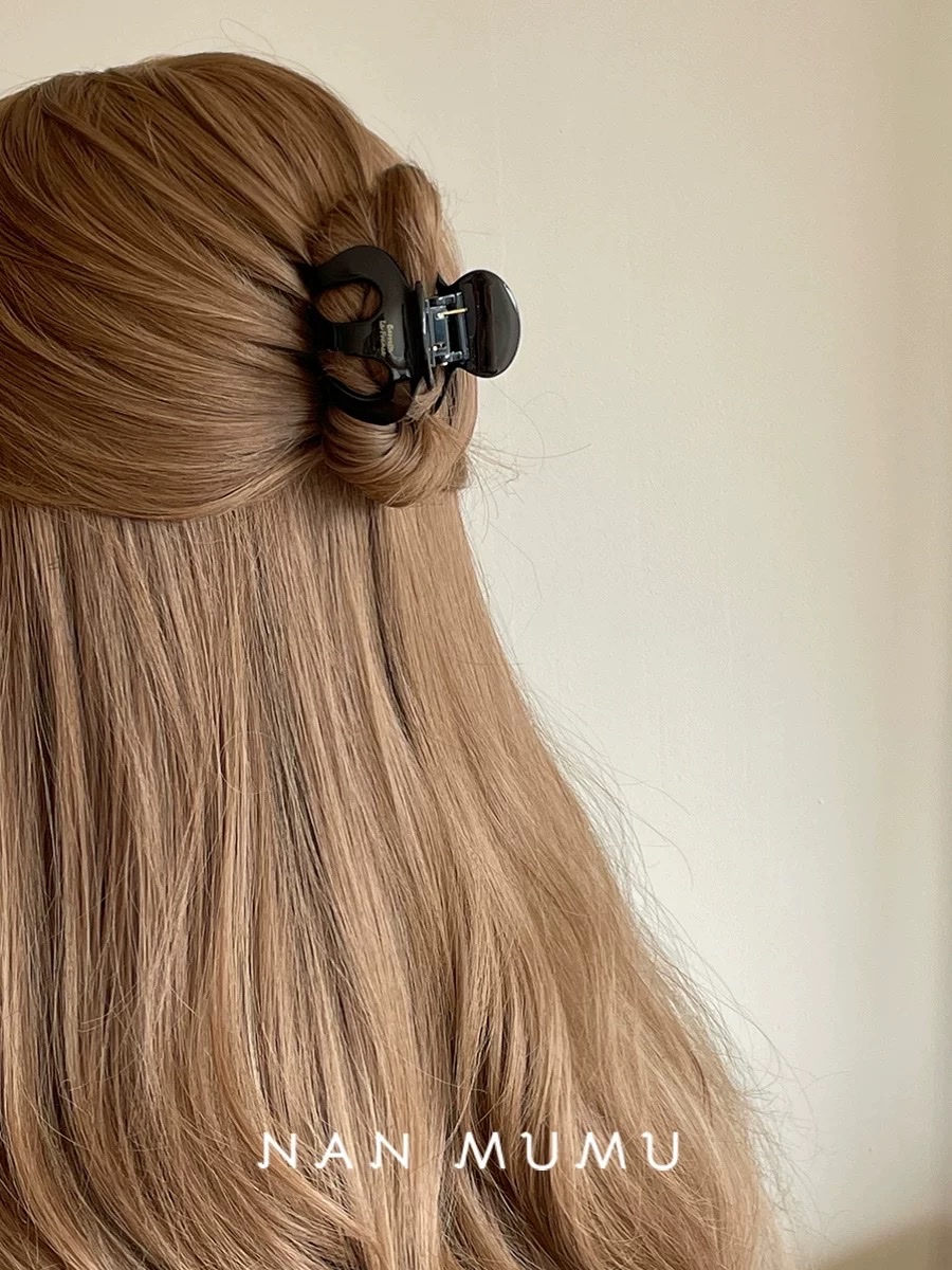 Korean france pumpkin grab clip, small acetate hair clip, updo, semi-tie, high-end shark clip, mini headwear and hair accessory details Picture