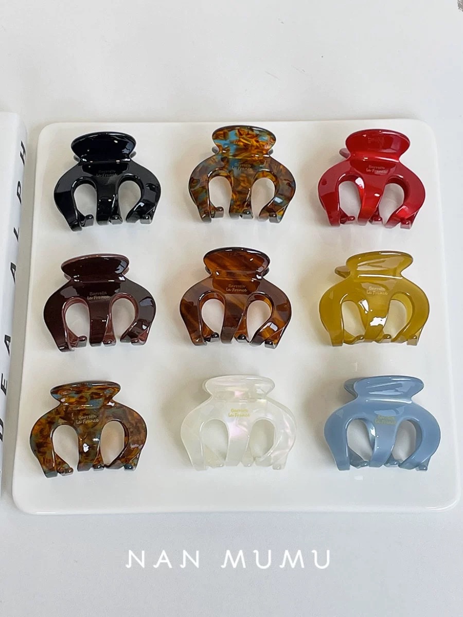 Korean france pumpkin grab clip, small acetate hair clip, updo, semi-tie, high-end shark clip, mini headwear and hair accessory Specification image