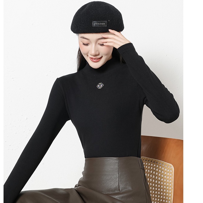 The United States Empire 2565 National Style In The Lead Women's Base Shirt National Style Embroidery Silk Warm Base Shirt High Elastic Warm All Matching Top details Picture