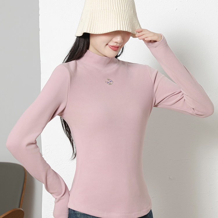 The United States Empire 2565 National Style In The Lead Women's Base Shirt National Style Embroidery Silk Warm Base Shirt High Elastic Warm All Matching Top Item Picture