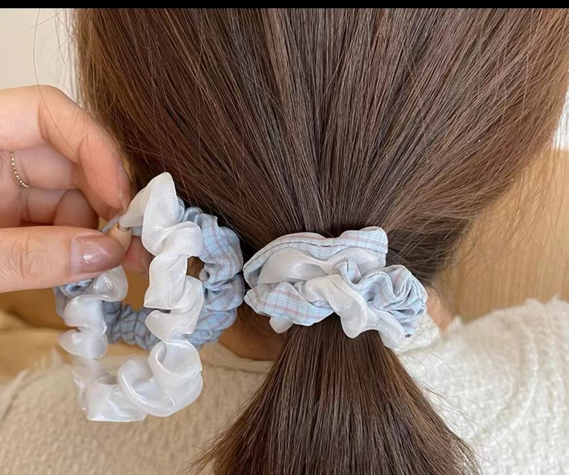 时尚女士头绳皮筋套装 大肠发圈发夹一体 韩版简约发饰品批发2024新款发圈头绳皮筋详情图2