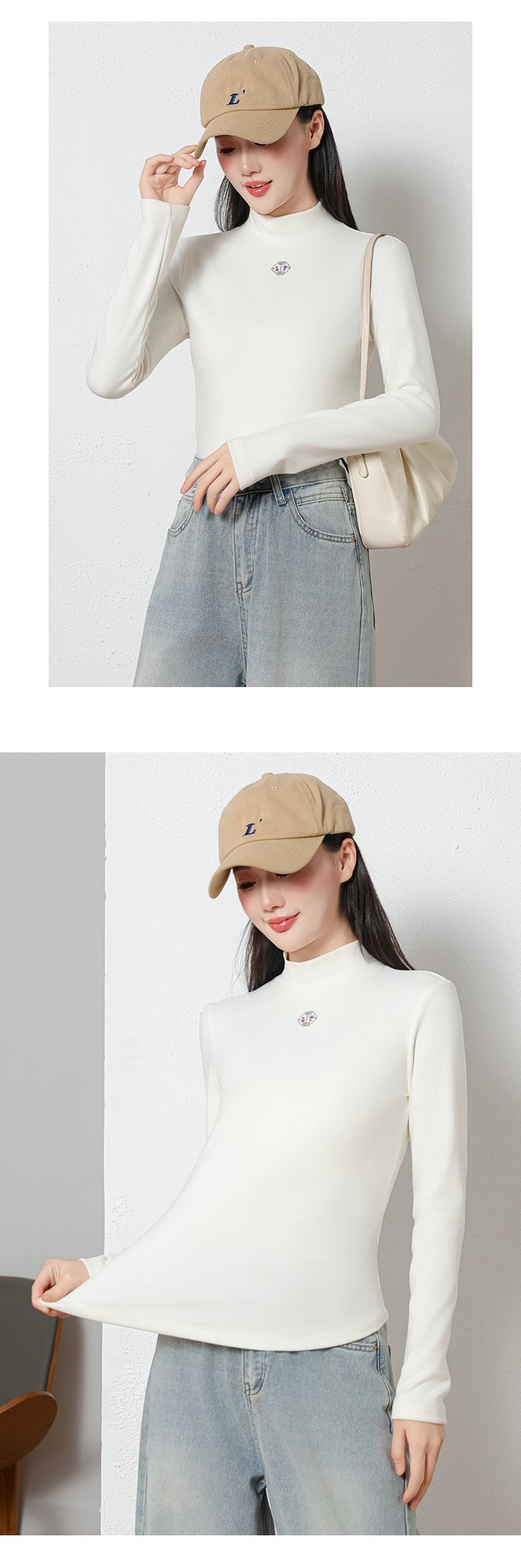 The United States Empire 2565 National Style In The Lead Women's Base Shirt National Style Embroidery Silk Warm Base Shirt High Elastic Warm All Matching Top undefined