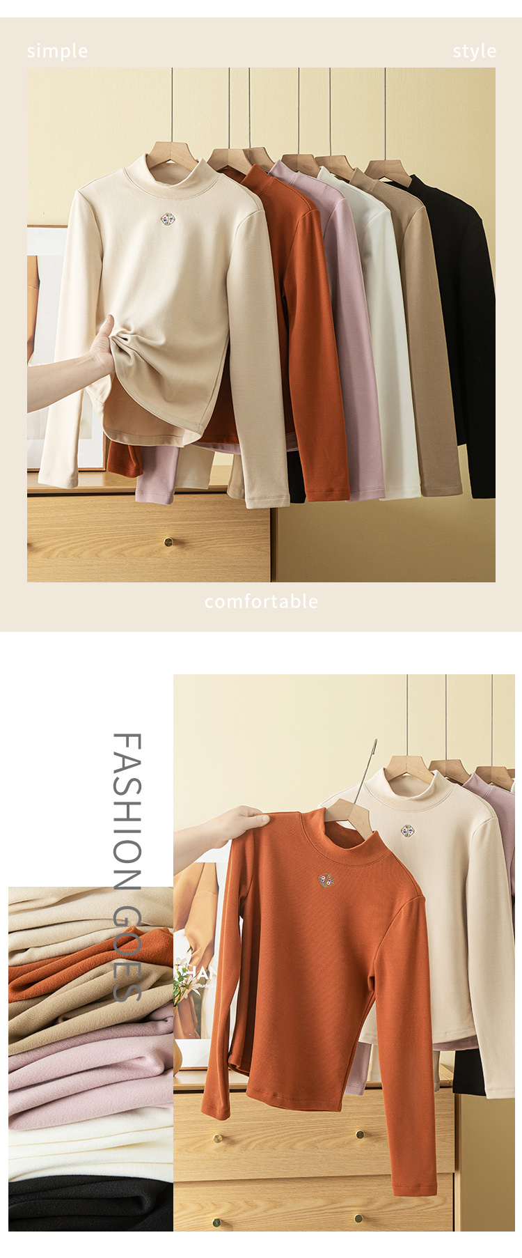 The United States Empire 2565 National Style In The Lead Women's Base Shirt National Style Embroidery Silk Warm Base Shirt High Elastic Warm All Matching Top undefined