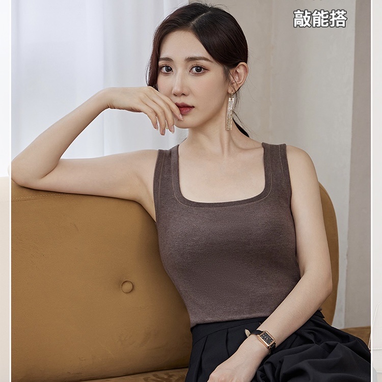 The American Empire 8812 Pearl Fiber Square Collar Vest Autumn And Winter New Style With Chest Cushion With A Pair Of Warm Underwear