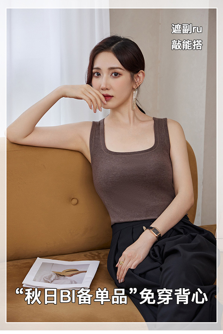 The American Empire 8812 Pearl Fiber Square Collar Vest Autumn And Winter New Style With Chest Cushion With A Pair Of Warm Underwear full figure