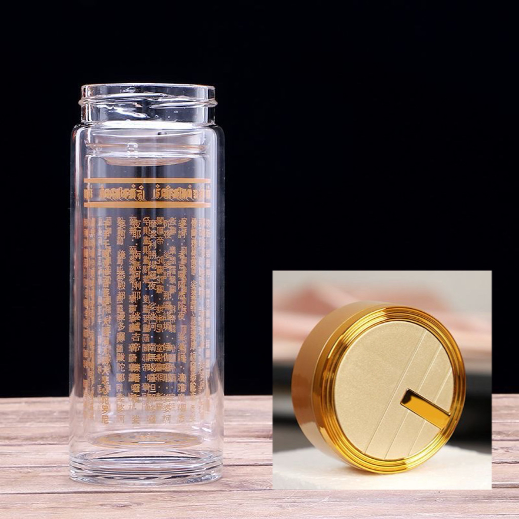 双层玻璃杯水杯大悲咒礼品杯子简约夏季男女通用水杯 便携式创意礼品杯批发礼品可定制个性logo批发寺庙用品礼品产品图