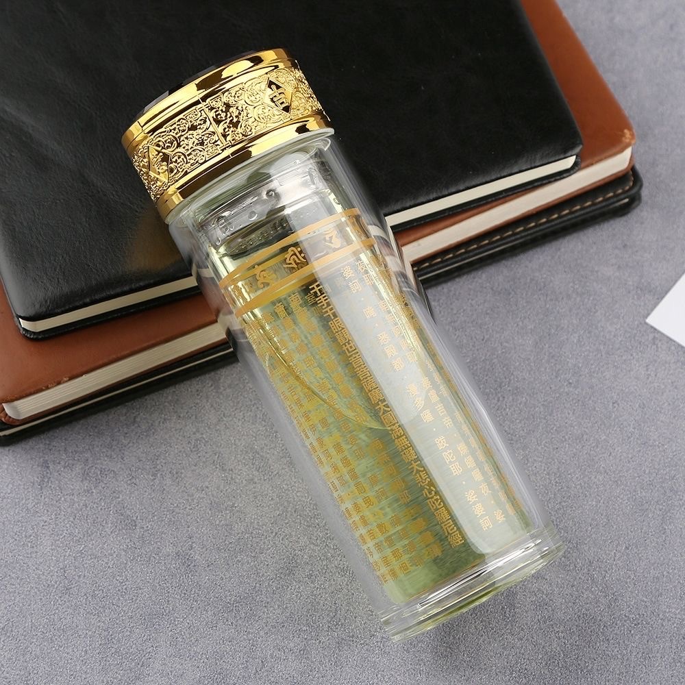 双层玻璃杯水杯大悲咒礼品杯子简约夏季男女通用水杯 便携式创意礼品杯批发礼品可定制个性logo批发寺庙用品礼品细节图