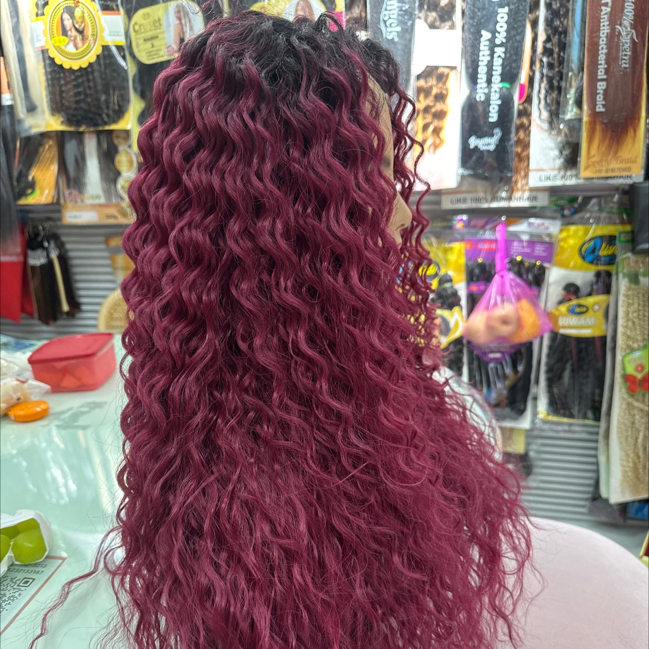 European and American style women's wig, large wave cosplay wig, lightweight and portable hair braiding tool, DIY beaded hair, fashionable and trendy wig, Tianzan wig details Picture