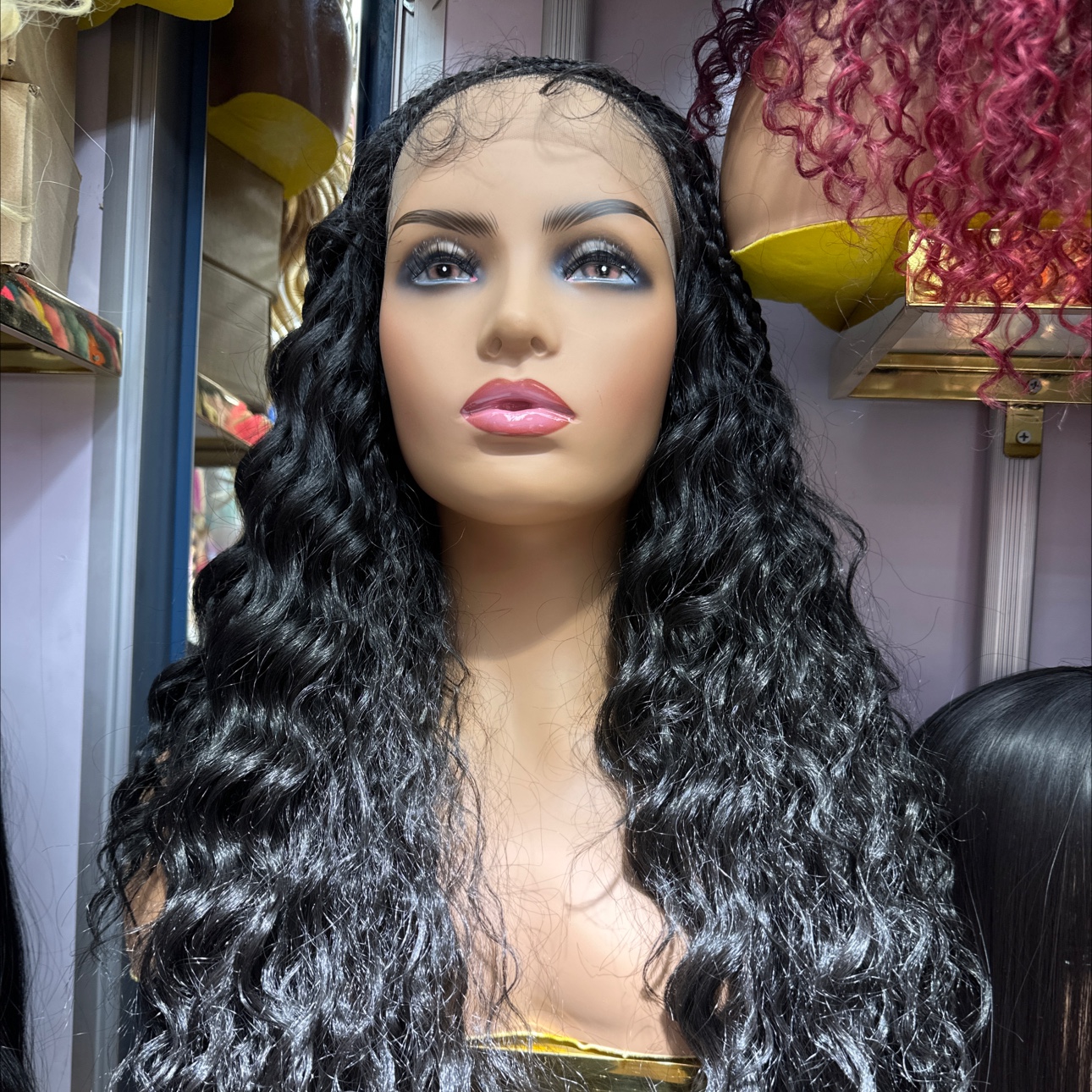 European and American style female wig head cover, large wave cosplay head cover, essential braiding tool for performances, DIY beaded hair, fashionable styling change, amazing wig