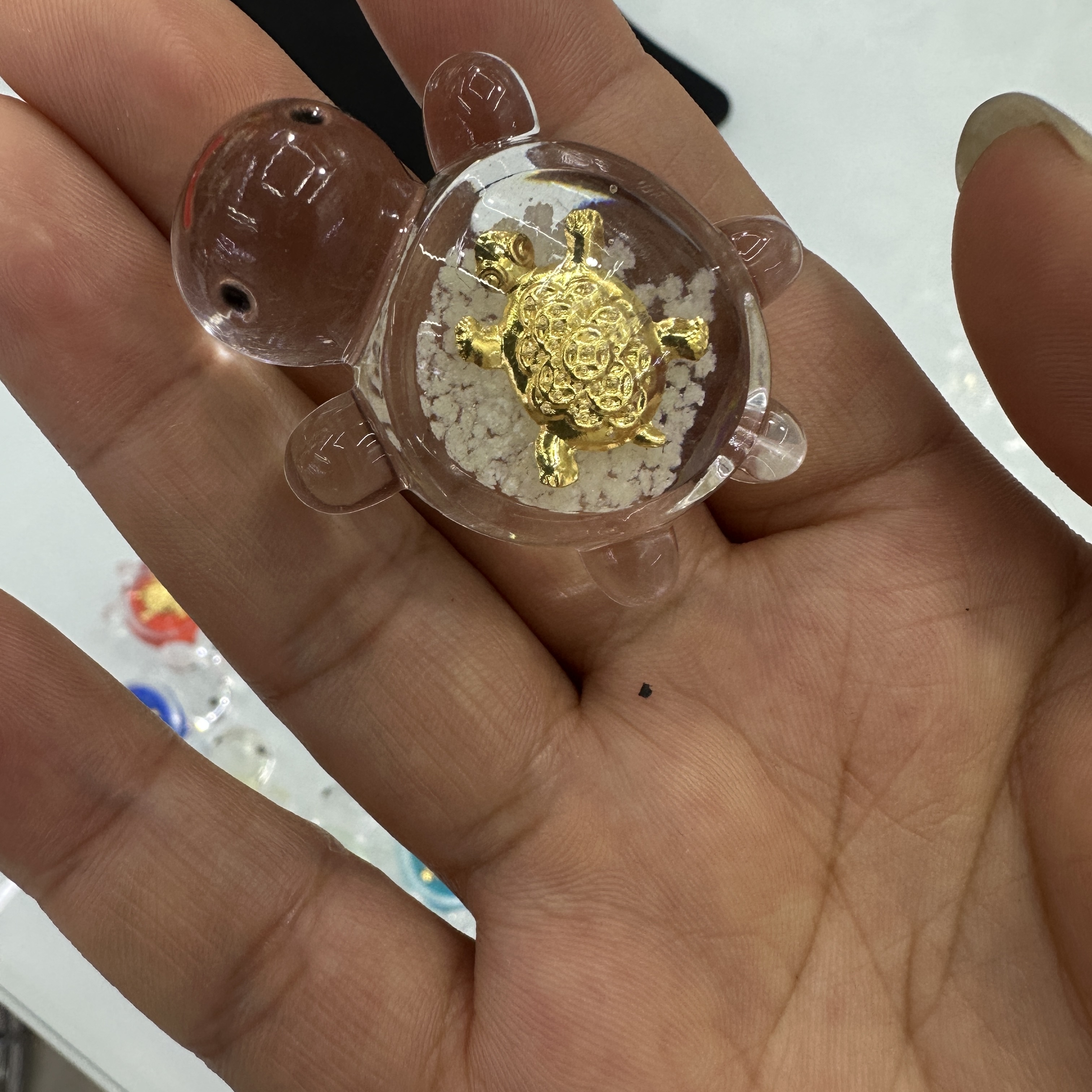 Glow-in-the-dark gold turtle glow-in-the-dark small turtle Quicksand glitter turtle Conch turtle Tiktok live burst Specification drawing