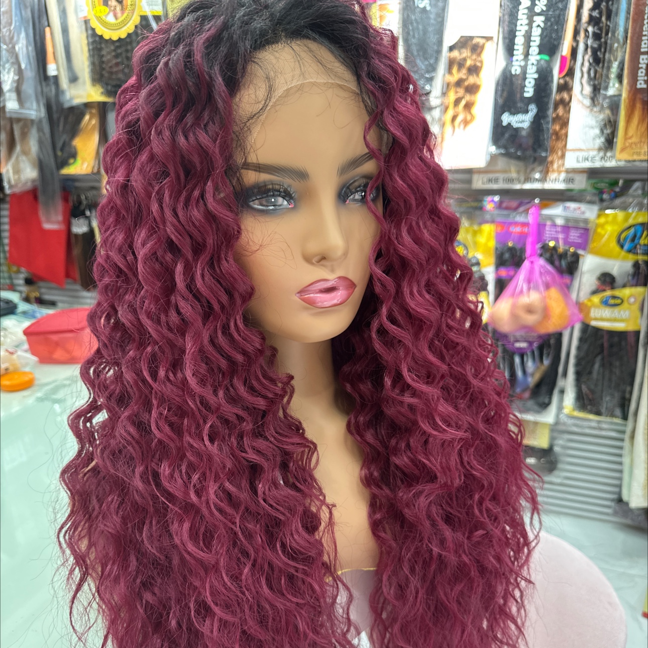 European and American style women's wig, large wave cosplay wig, lightweight and portable hair braiding tool, DIY beaded hair, fashionable and trendy wig, Tianzan wig Item Picture