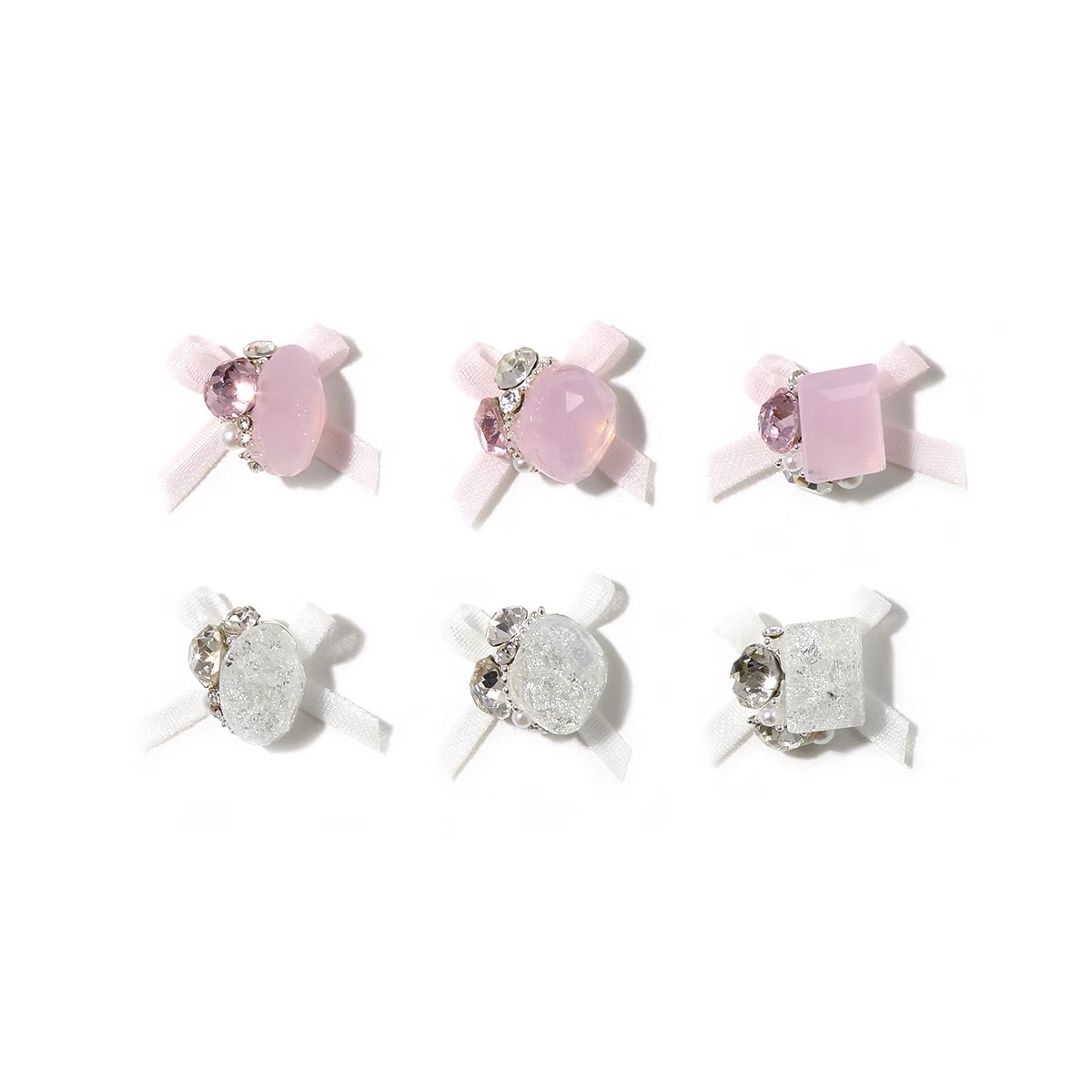 网红欧根纱蝴蝶结堆钻美甲饰品钻雾面粉玉透色碎冰花鸽子蛋冰糖钻详情图6