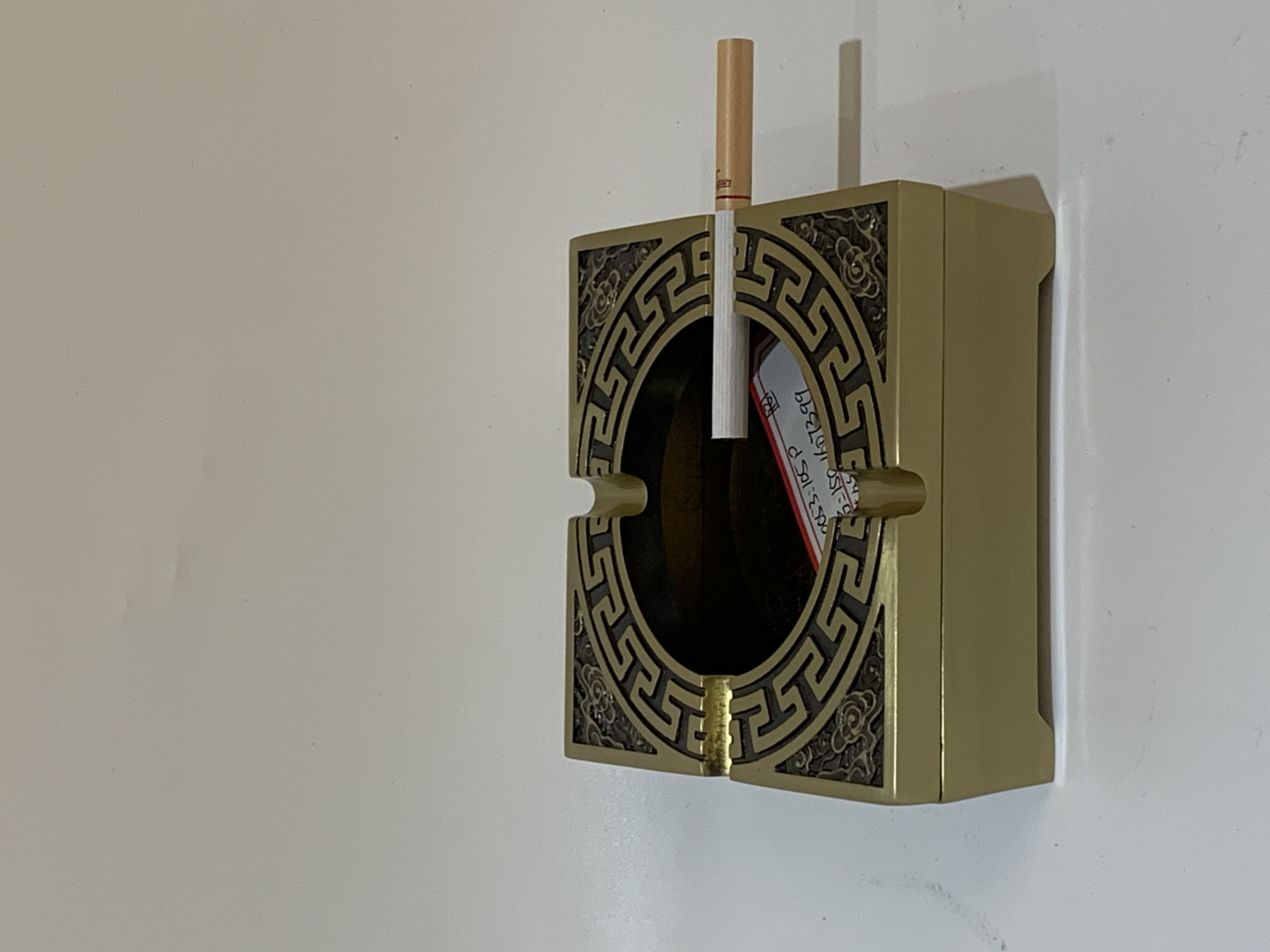 纯黄铜铸造烟灰缸 中式古铜色烟灰缸 防风抗摔打 黄铜烟灰缸详情图1