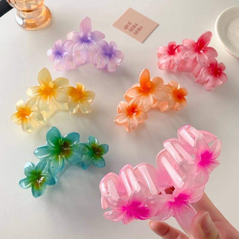 Gradient hairpin, frangipani hairpin, women's summer back head hairpin, shark hairpin, hair clip, hair clip, headwear, hair clip, hair clip Specification image