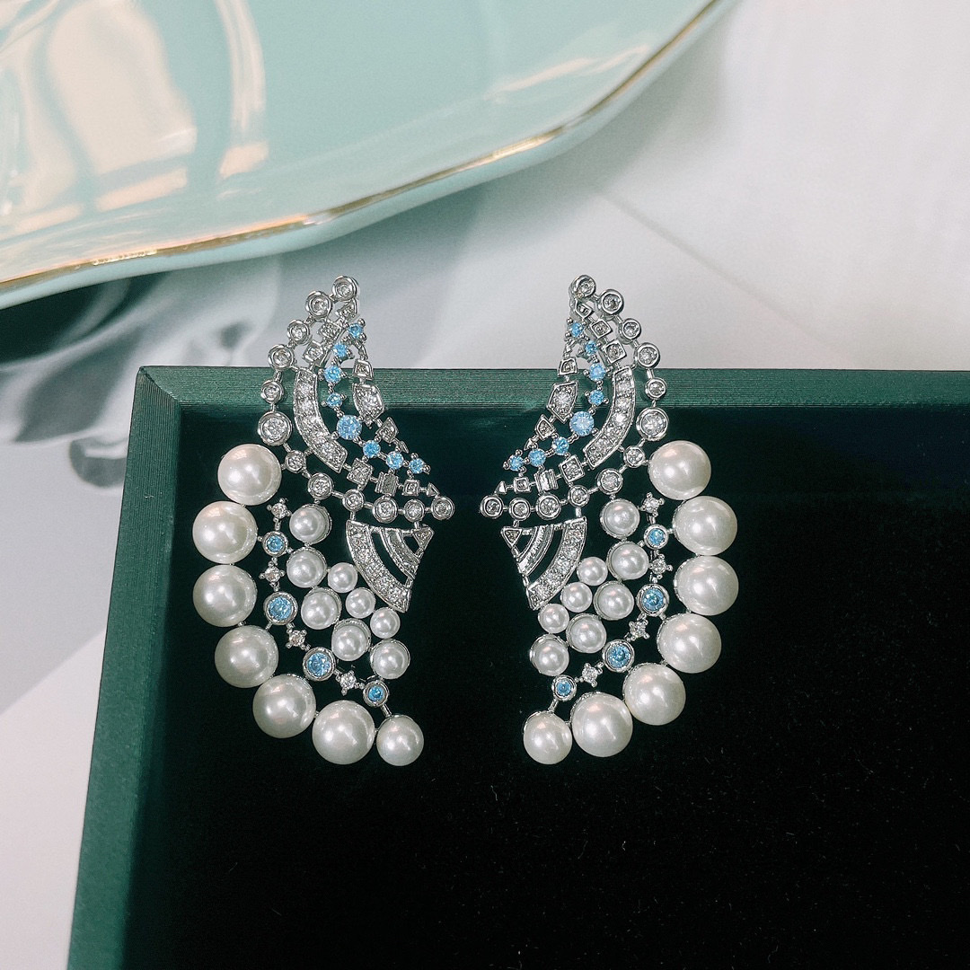 秀美一族简约百搭轻奢明星迪丽热巴同款御木本扇形珍珠耳环 银针条码价123耳饰详情图10