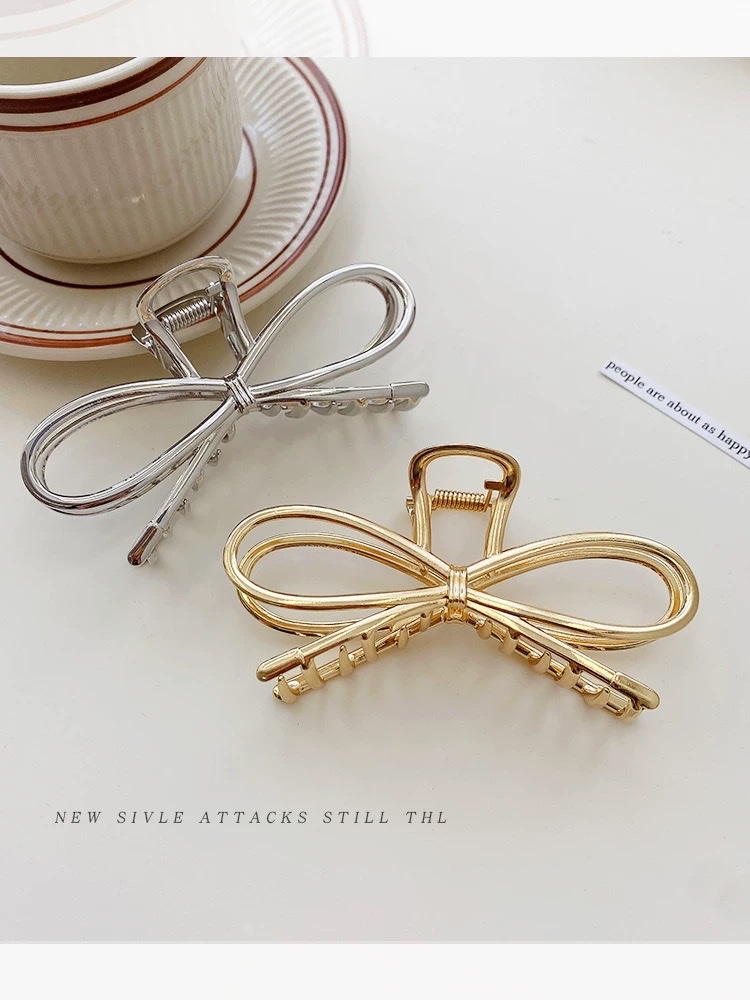 Internet-famous bow hair clips, women's hair grabbers, elegant grabbers, back head curls, summer large shark hair clips, hair accessories details Picture