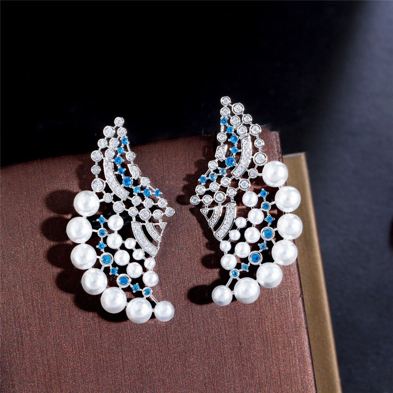 秀美一族简约百搭轻奢明星迪丽热巴同款御木本扇形珍珠耳环 银针条码价123耳饰详情图3