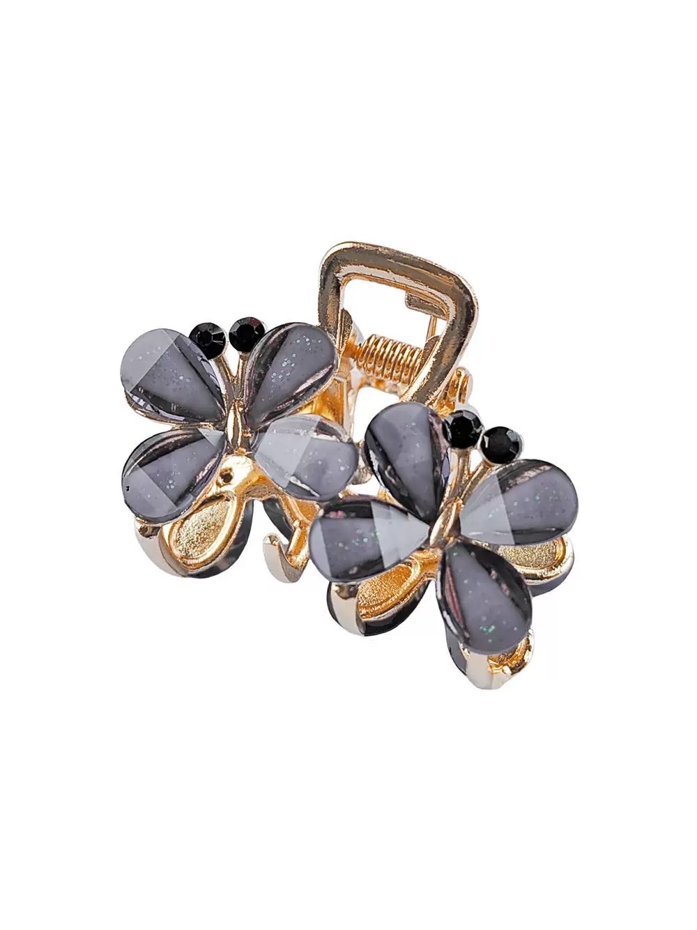 This trendy and fashionable European and American hair accessory is versatile. It features colorful diamond-encruted metal high ponytail hair claws, rhinestone butterfly grappling clips, updo hair clips and hair accessories detail image 2