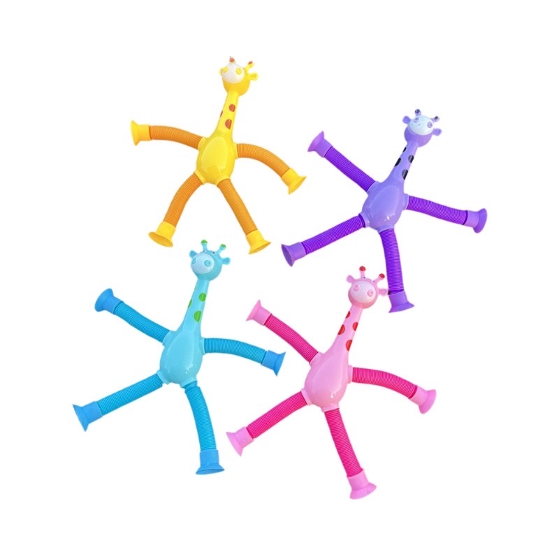 跨境专供百变吸盘伸缩长颈鹿伸缩管玩具益智解压发光拉伸儿童礼物 无灯长颈鹿