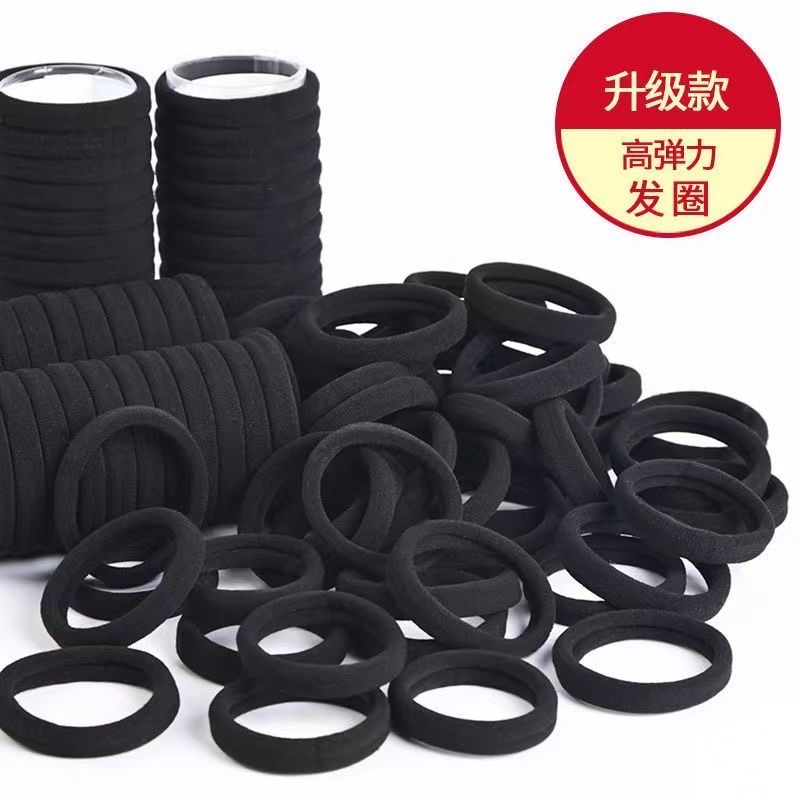 Black hair tie, high-elasticity hair tie, genuine seamless high-elasticity rubber band, thickened and thickened strong rubber band detail image 5