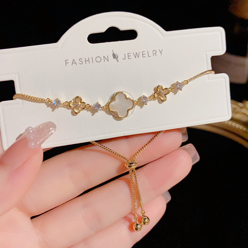 网红同款小众设计甜美花朵抽拉式手链精致时尚简约手环