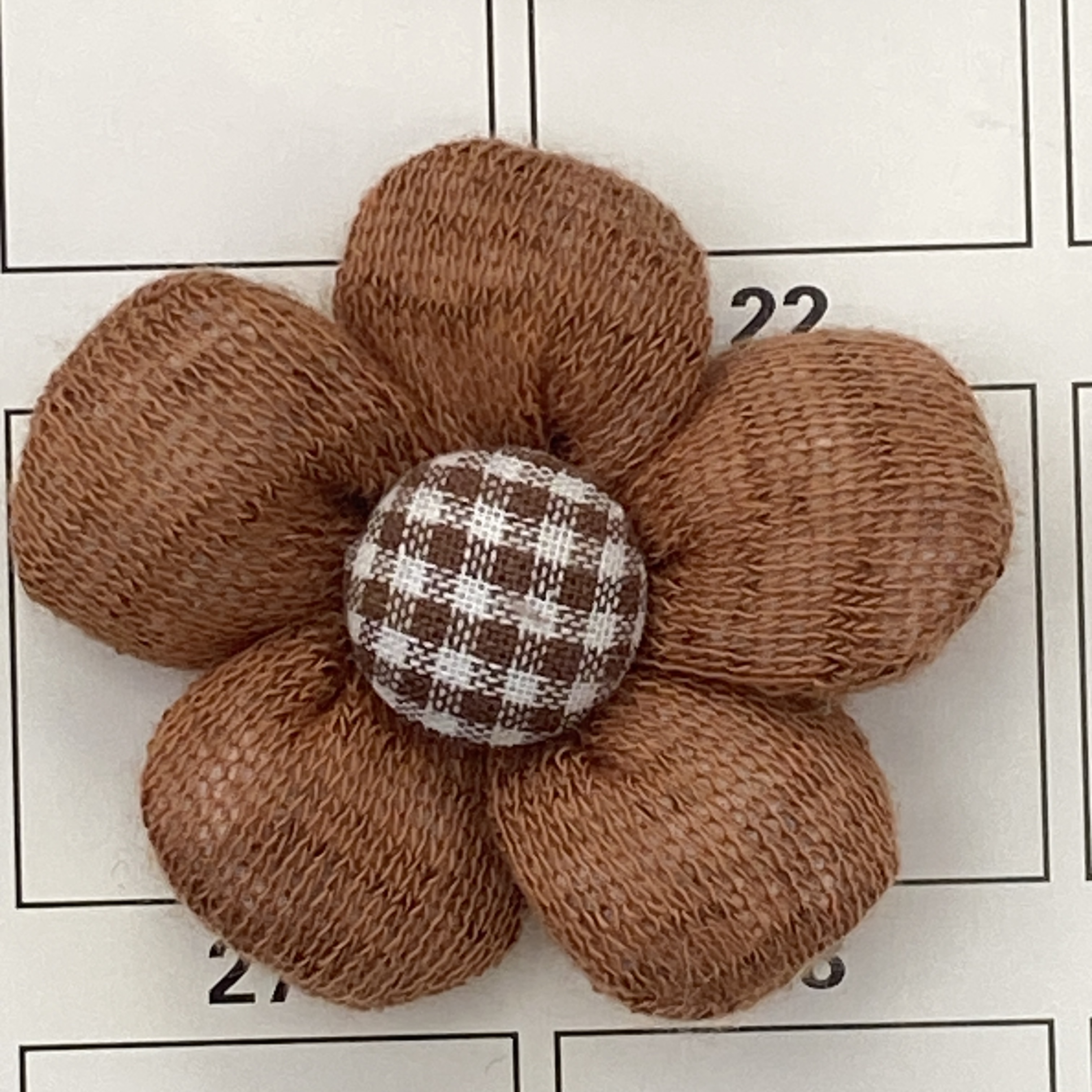 彩色毛线韩版格扣充棉五瓣花布艺配件5.5公分详情图9