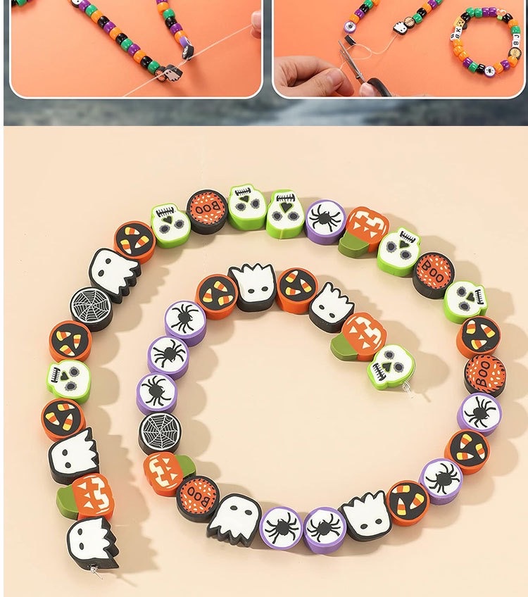 跨境万圣节软陶珠串珠diy材料包桶珠小马朱手链穿珠饰品配件珠子 细节图