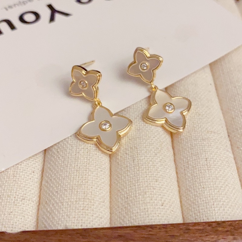 2024优雅贝壳四叶花耳坠高级感独特设计时尚百搭耳环 涵饰尤品-012饰品耳饰详情图4
