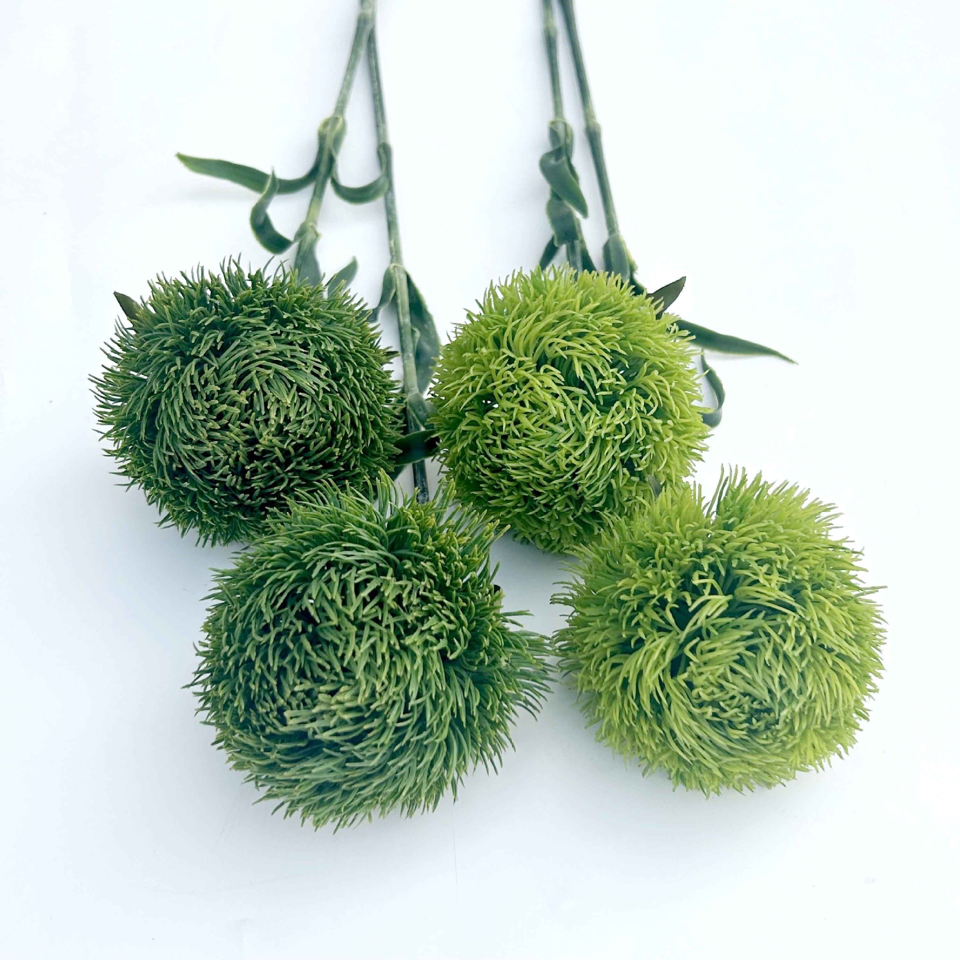 Factory store green carnation artificial flowers, soft rubber, green wool balls, artificial flowers, decorative items, photography floral art props, fruit gift boxes pic 3